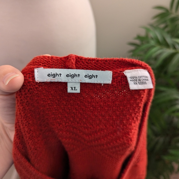 Eight Eight Eight Oversized Crochet Knit Sweater Burnt Orange XL - Picture 9 of 9